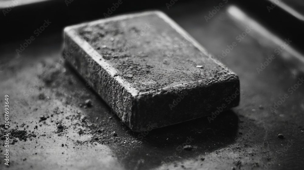 Aged Metal Bar on Dark Surface Aged Metal Bar on Dark Surface