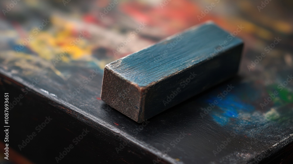 Blue Artisanal Block on Vibrant Painter's Palette Blue Artisanal Block on Vibrant Painter's Palette