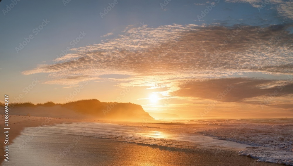 Fototapeta premium Sunsets of Serene beach sun tropical ocean