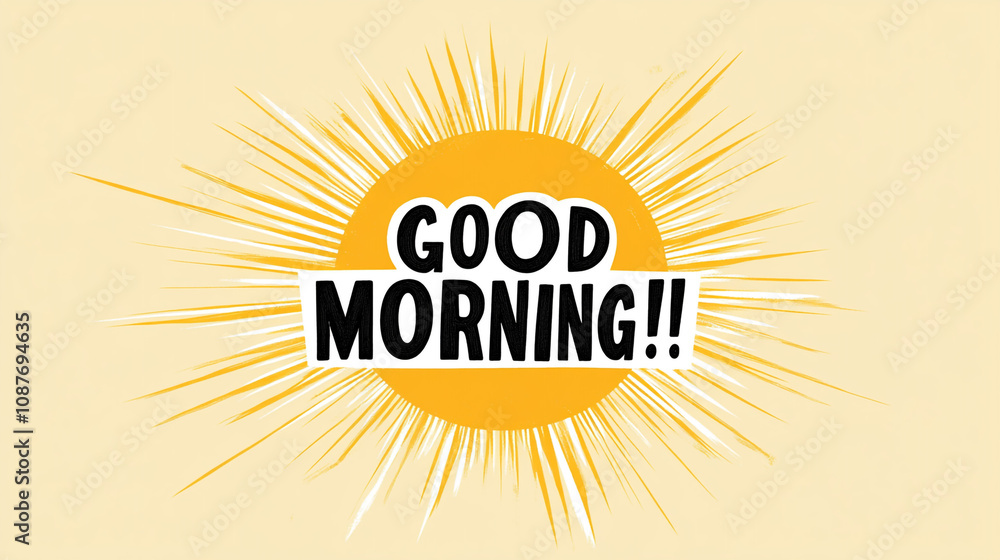 Fototapeta premium Sunny Good Morning Greeting Card Positive Start Sunrise Daybreak Optimism