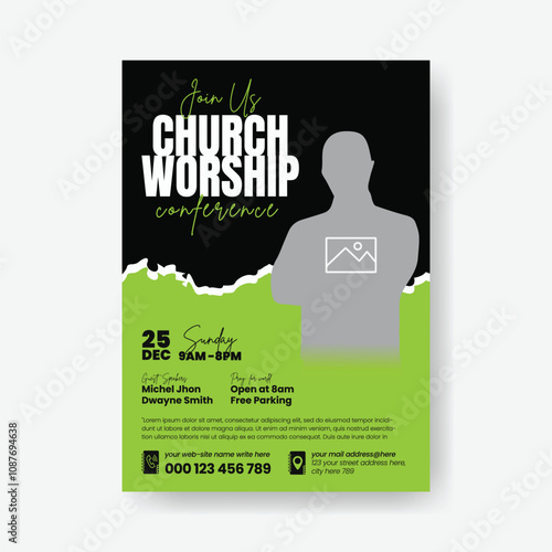 Church worship conference editable print flyer or poster template, Christian event flyer and charity flyer, conference and event poster template design