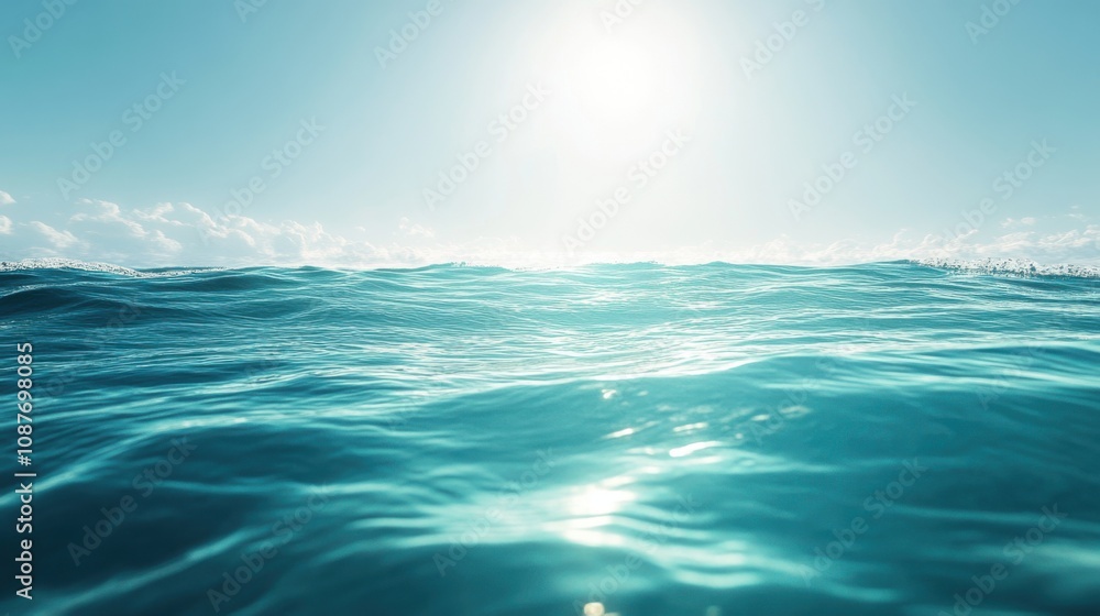 Fototapeta premium Ocean Waves Sunlight Sky Blue Water Horizon Summer Seascape