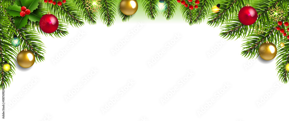 Christmas Garland And Toys Wth White background Christmas Garland And Toys Wth White background