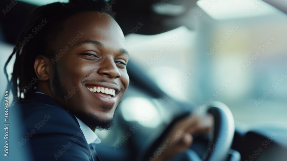 Happy Man Driving Car - Portrait of a Confident Driver Happy Man Driving Car - Portrait of a Confident Driver
