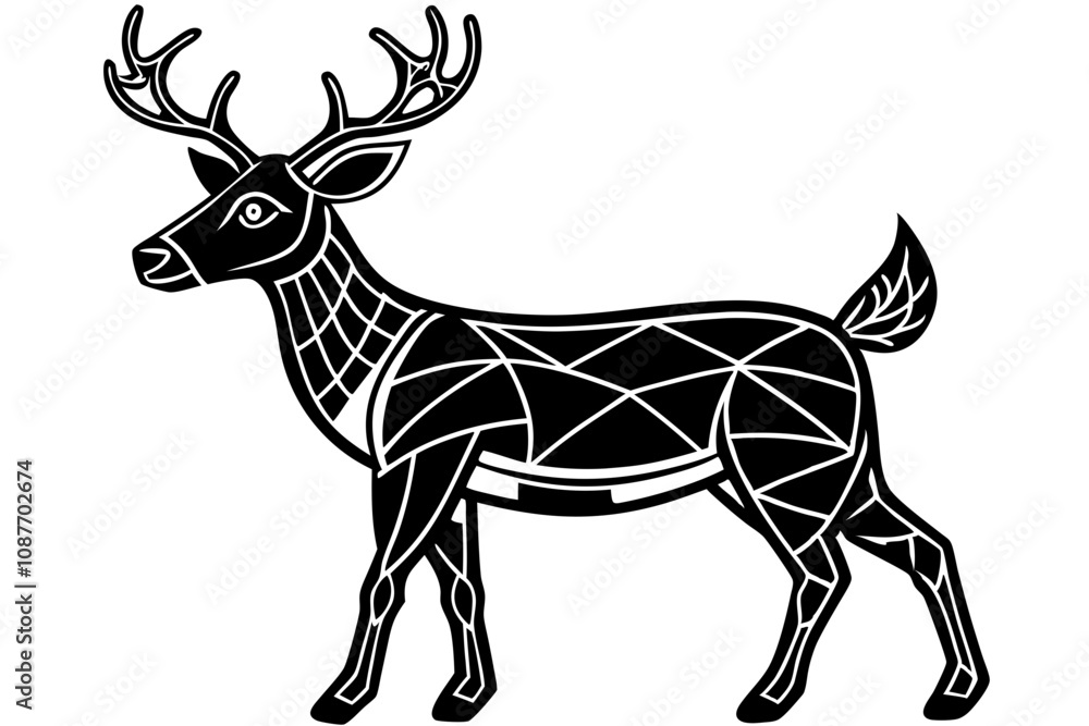 Fototapeta premium Elegant Line Silhouette Drawing of a Reindeer Simple and Stylish Artwork
