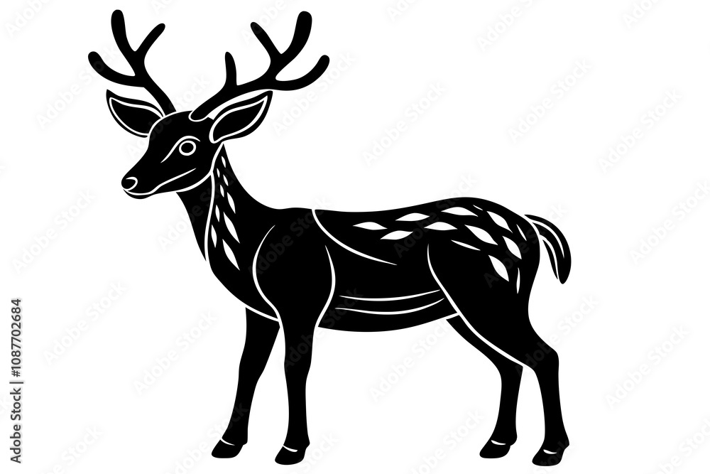Elegant Line Silhouette Drawing of a Reindeer Simple and Stylish Artwork Elegant Line Silhouette Drawing of a Reindeer Simple and Stylish Artwork