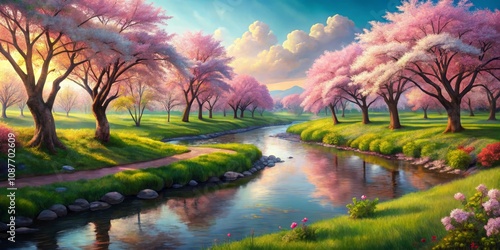 Serene Spring River Landsca...