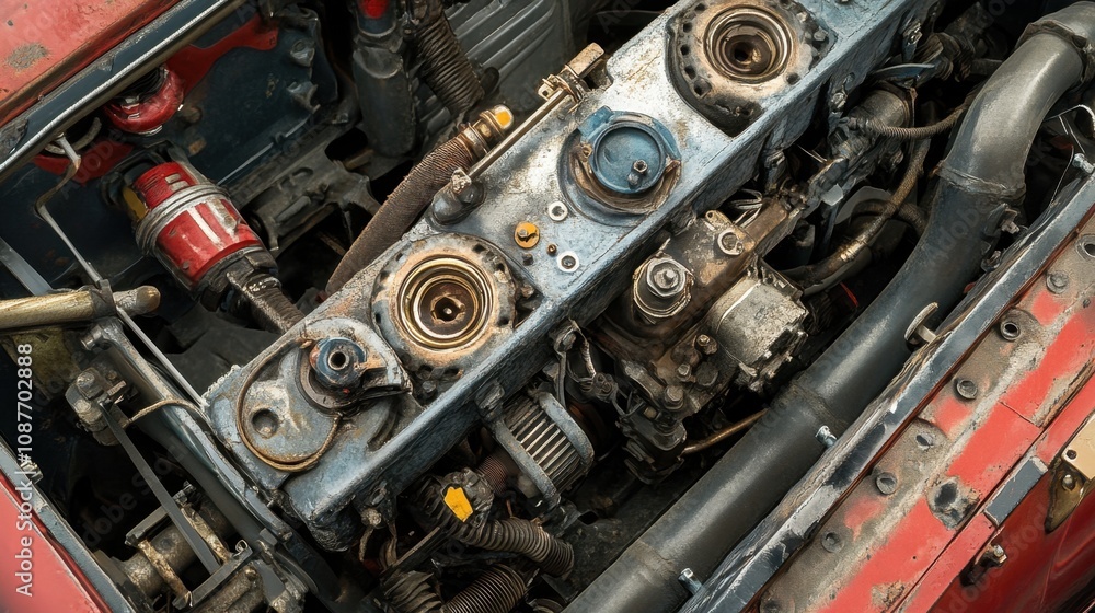 Trucks rugged frame close-up with highly detailed mechanical and industrial components Trucks rugged frame close-up with highly detailed mechanical and industrial components