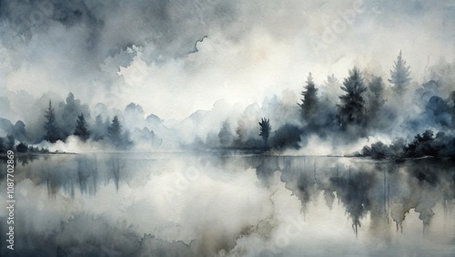 Misty Lake Reflections Wate...