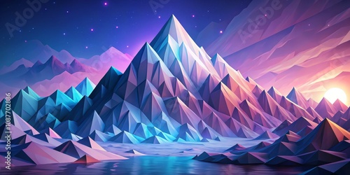 Low Poly Sunset Mountain La...
