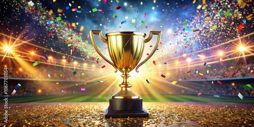 Golden Trophy in Stadium Co...
