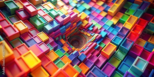 Colorful 3D Cube Vortex Abs...