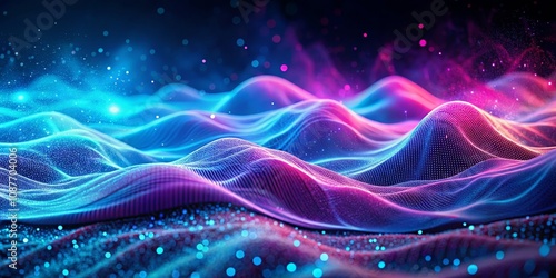 Abstract Digital Waves Neon...