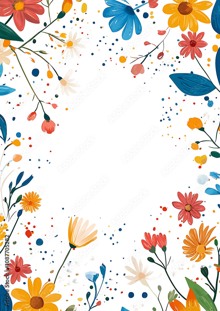 Fototapeta premium background white flat designempty square with floral motifs