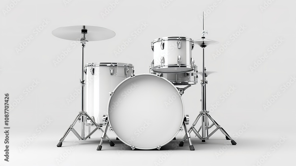 Realistic white drum. A musician's instrument isolated against a white background, Generative Ai. Realistic white drum. A musician's instrument isolated against a white background, Generative Ai.