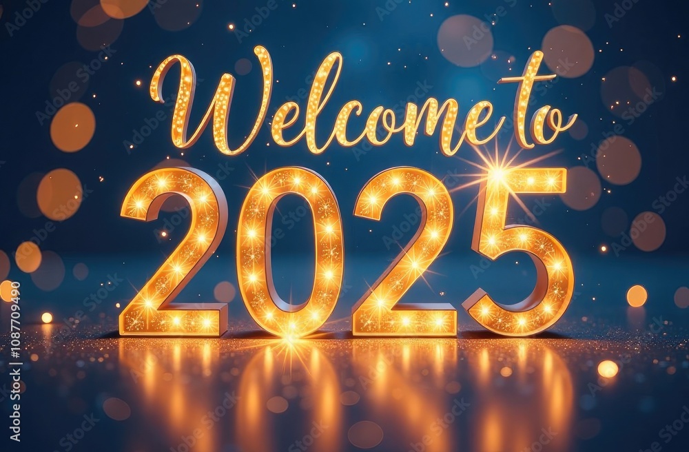 2025 on fireworks background, bokeh, background, lights. Festive New Year background, postcard, greeting.