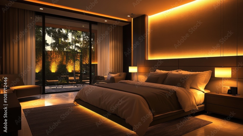 Contemporary Peach Fuzz Bedroom Design