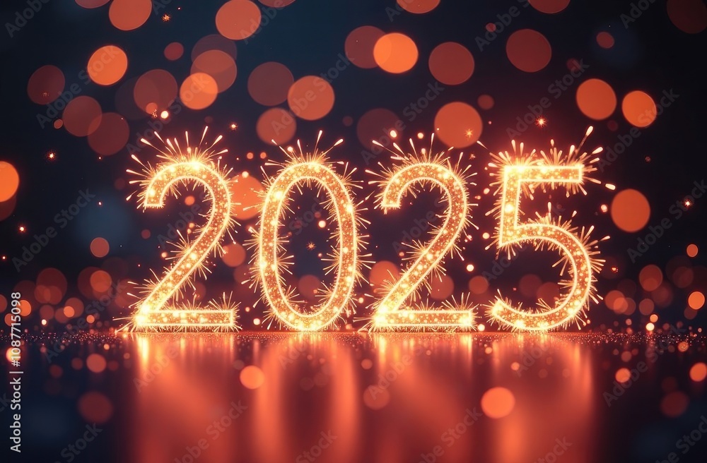 2025 on fireworks background, bokeh, background, lights. Festive New Year background, postcard, greeting. 2025 on fireworks background, bokeh, background, lights. Festive New Year background, postcard, greeting.