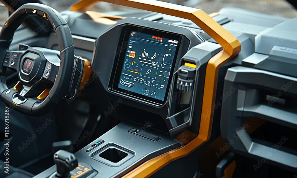 Modern Dashboard of an Off-Road Vehicle Featuring Advanced Technology ...