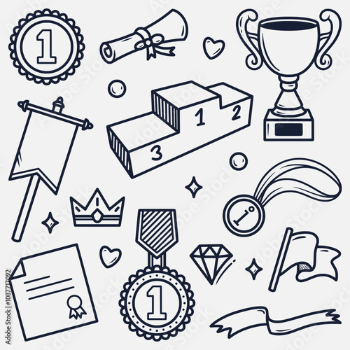 award doodle element hand drawn