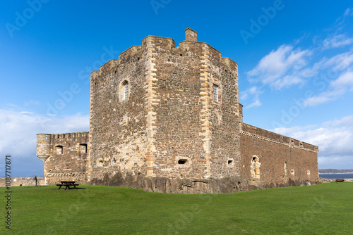 Scotland: view of Blackness Castle from hits garden