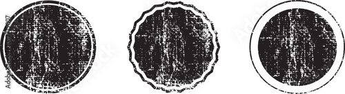Grunge Post Stamp. Circle, Round Banner, Insignia, Logo, Icon, Label or Badge. Vector Distressed Texture. Blank Shape. Vector Illustration. Black circle isolated on white. EPS10.