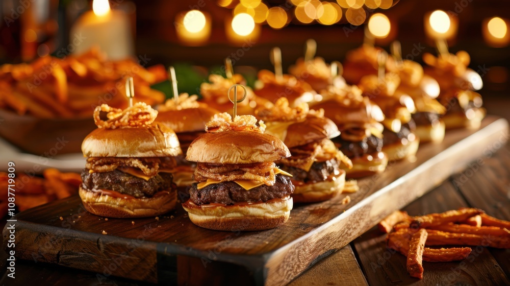 A mouthwatering burger slider platter with options like beef, turkey