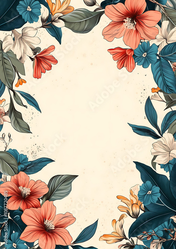 frame art nouveau with floreal elements on clear background