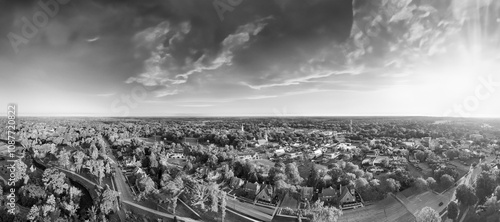 Aerial view of Cedarburg town at sunset, Wisconsin photo