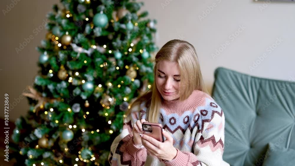 Girl shopping online saving time looking for Christmas gifts Girl shopping online saving time looking for Christmas gifts