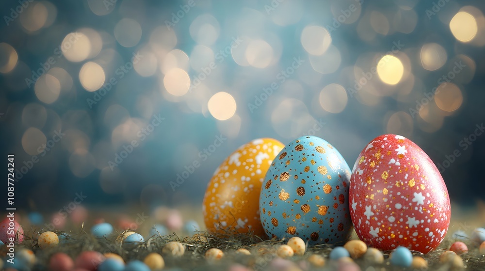 Easter eggs on bokeh background Easter eggs on bokeh background