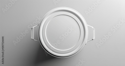White paint bucket mockup, top view, with lid and handle, Generative Ai.