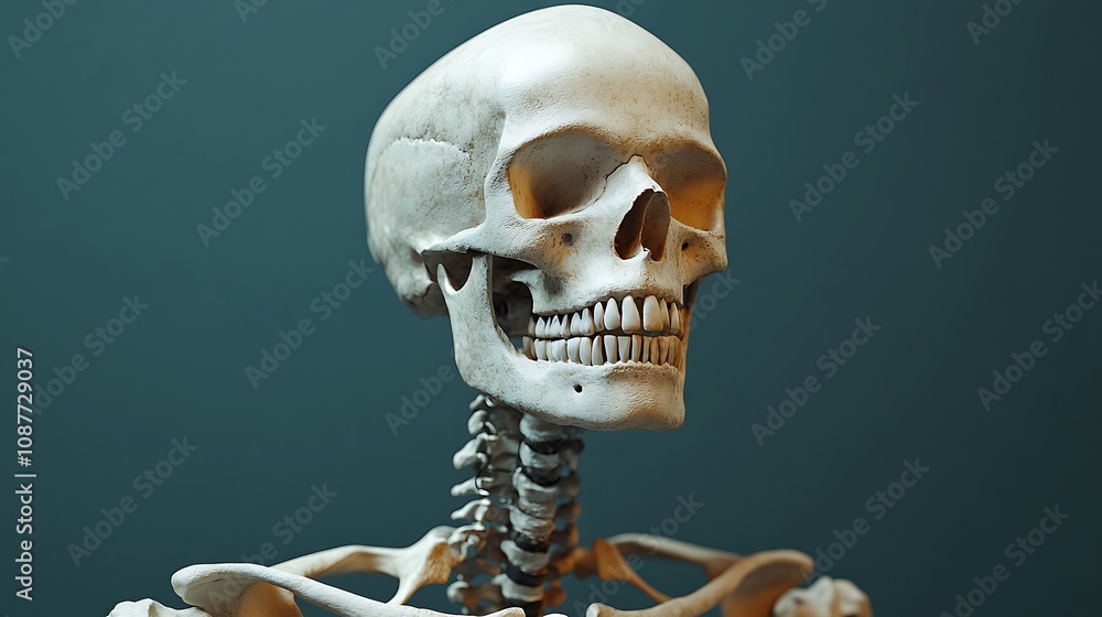 Detailed realistic portrait of human skeleton in high resolution image Detailed realistic portrait of human skeleton in high resolution image
