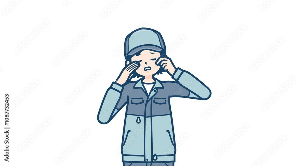 Delivery woman_Sad and crying_with alpha channel Delivery woman_Sad and crying_with alpha channel