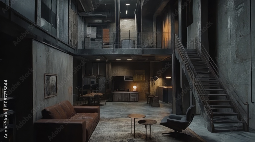 custom made wallpaper toronto digitalIndustrial Loft Apartment Modern Living Space Design