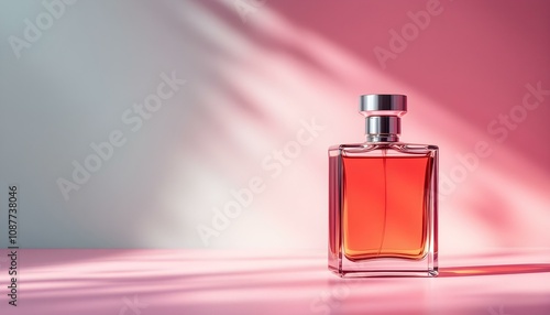 Elegant Perfume on a table with colourful lights