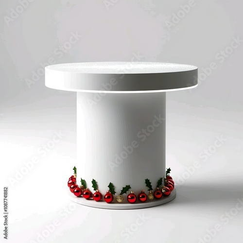 Versatile Christmas Podium in Crisp White Setting photo