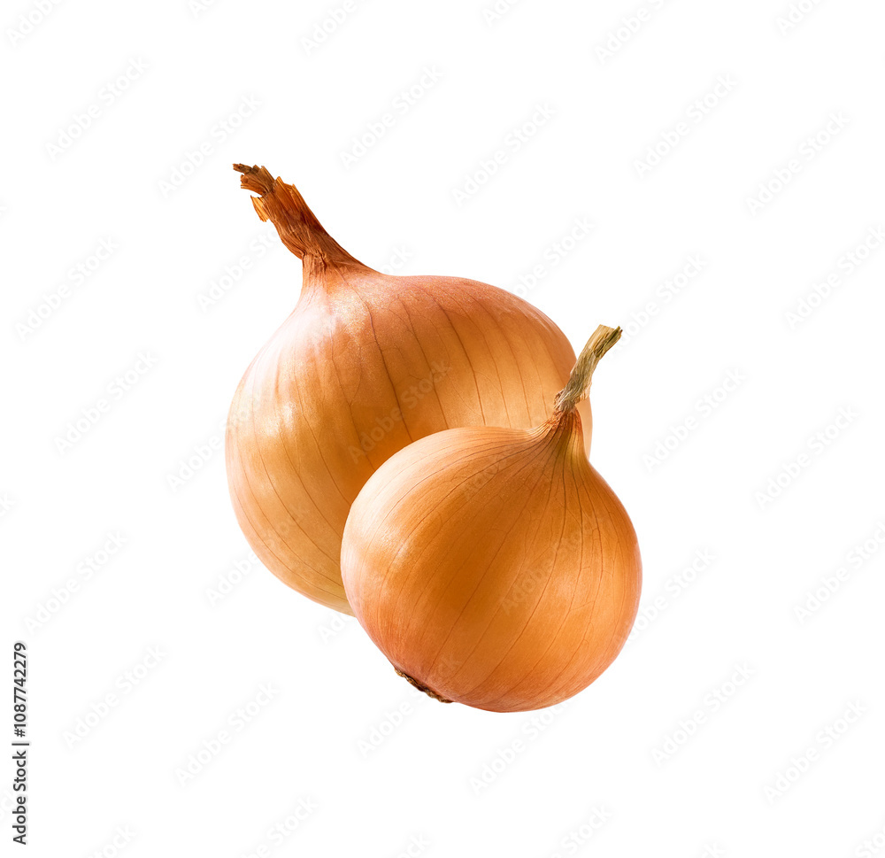 Fototapeta premium Yellow onion isolated on white background. Gold onions isolated on white background.