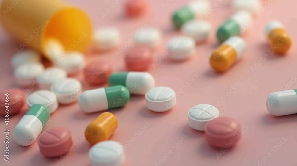 Antibiotic Pill Capsules: Close-Up of Medication for Health Treatment. Antibiotic Pill Capsules: Close-Up of Medication for Health Treatment.