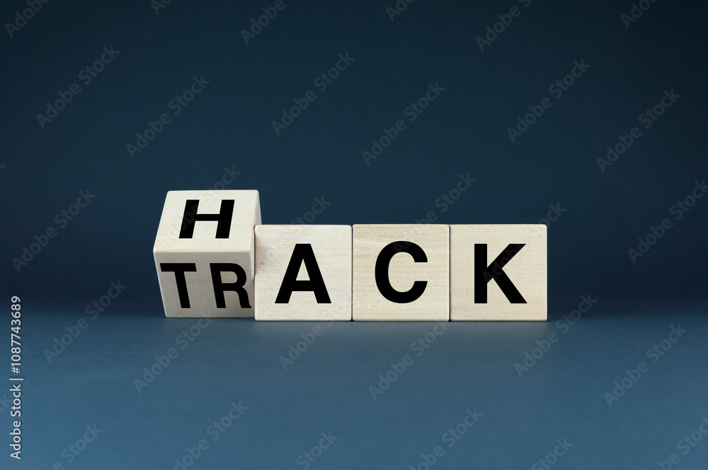 Obraz premium Wooden blocks spelling Hack - Track