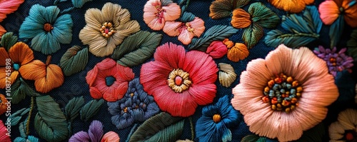 Wallpaper Mural Close-up of intricate floral details on fabric. Torontodigital.ca