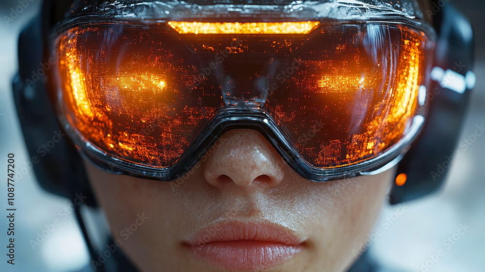 High-tech VR headset in use, blending virtual reality with modern technology in a sleek design High-tech VR headset in use, blending virtual reality with modern technology in a sleek design