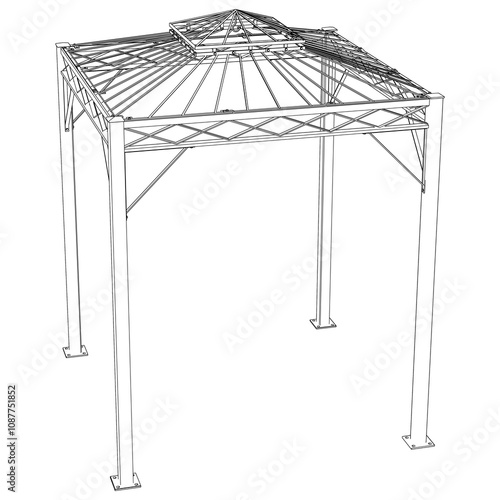 Garden Gazebo outline vector illustration. Perfect for artistic projects, decor ideas, and graphic designs. Elegant Antique Decor Illustration 