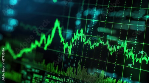 Green stock market bull trading graph showing rising trends
