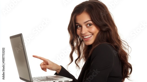 The Woman with Laptop Smiling