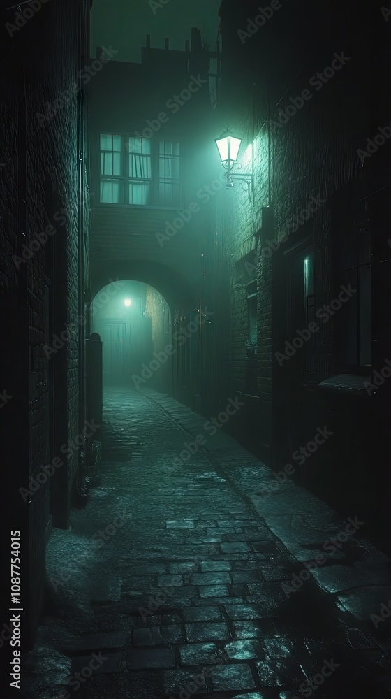 Foggy Night in a Cobblestone Alley Foggy Night in a Cobblestone Alley