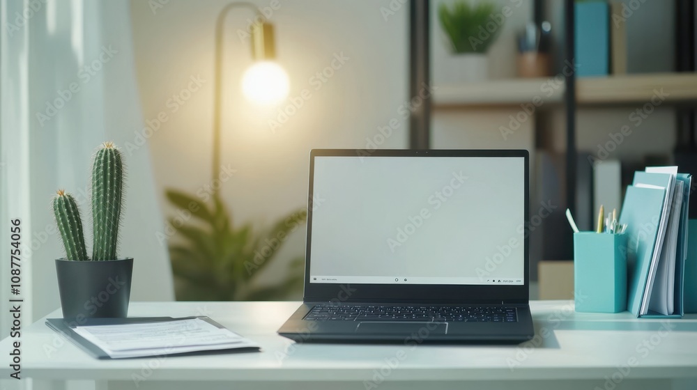 The Minimalist Workspace with Laptop The Minimalist Workspace with Laptop