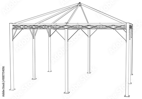 Garden Gazebo outline vector illustration. Perfect for artistic projects, decor ideas, and graphic designs. Elegant Antique Decor Illustration 