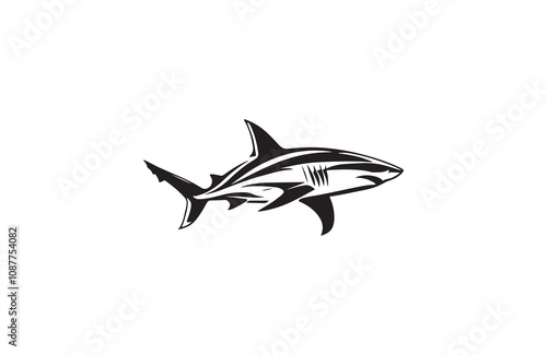 shark silhouette vector line art logo