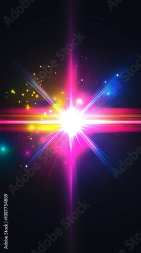 Abstract Light Streaks and Starburst on Dark Background